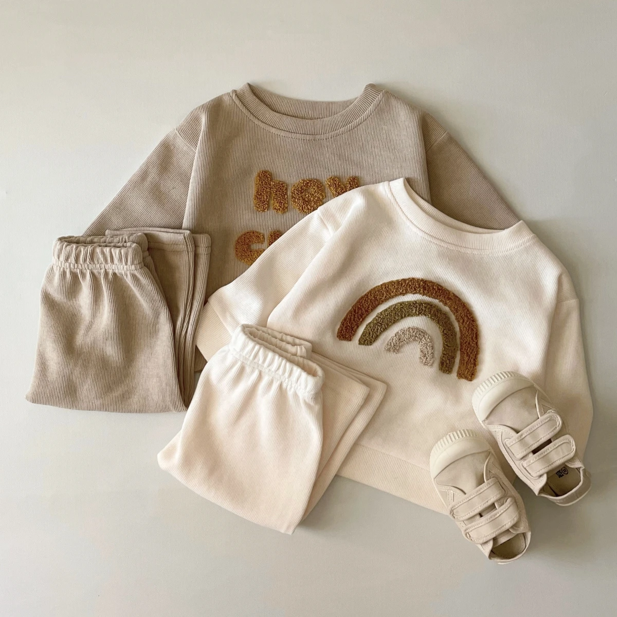 2023 Zuid-Korea Tweedelige Casual Herfst Baby Set Jongens en Meisjes Casual Lange Mouw Top + Losse Broek pasgeboren Baby Kleding Set