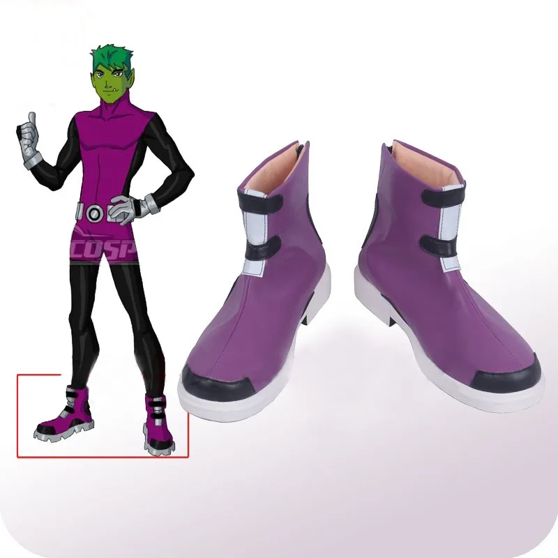 

Teen Game Titans Beast Logan Boy Cosplay Shoes Boots Superhero Halloween Masquerade Party Performance for Kids Adult