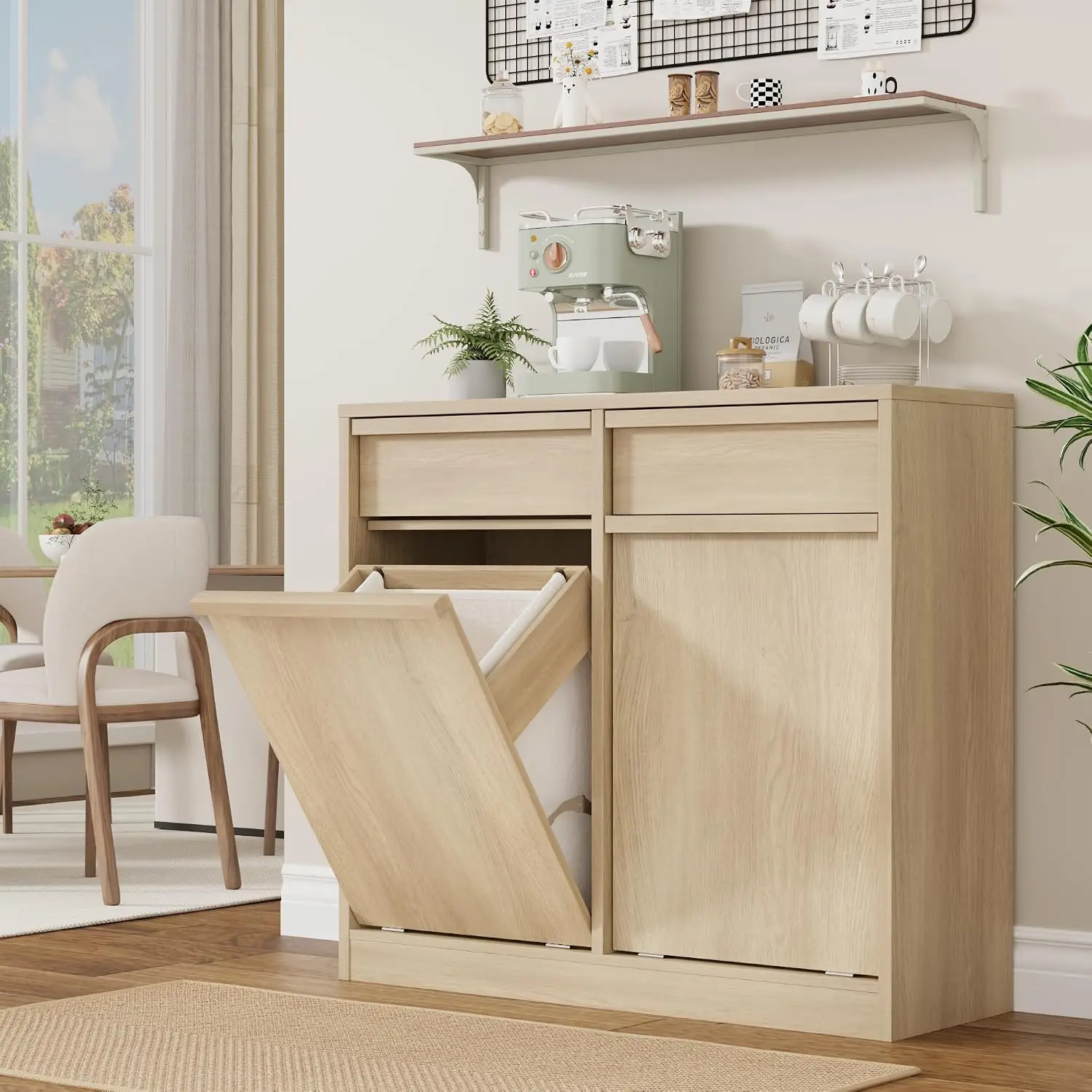 Double Tilt Out Laundry Hamper, Kitchen Trash Can Cabinet, Customized