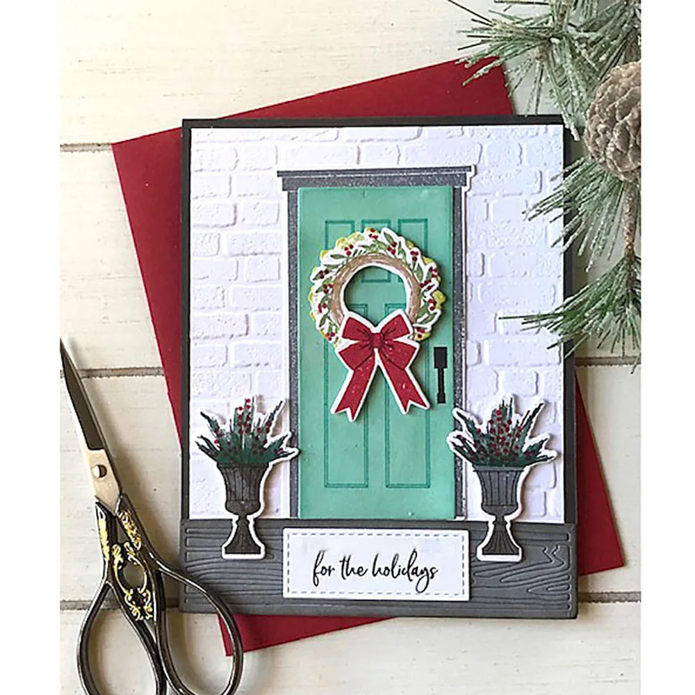 Holiday Door Decor Clear Stamps and Cutting Dies For DIY Craft Making Christmas Card Photo Album Scrapbooking Decoration Templat