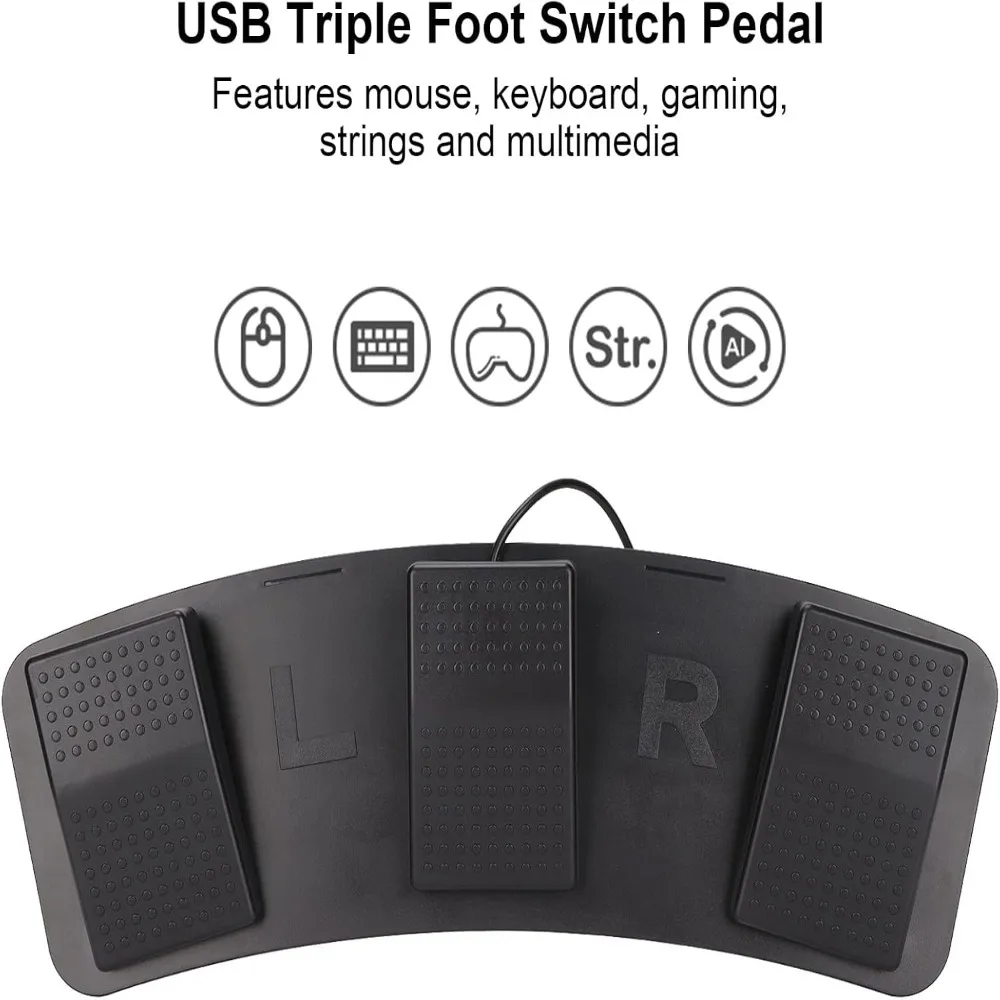 Ergonomic USB Connection USB Foot Switch Pedal 3-Key Design Mechanical Switch PC Foot Switch Computer Foot Pedal For Video Game