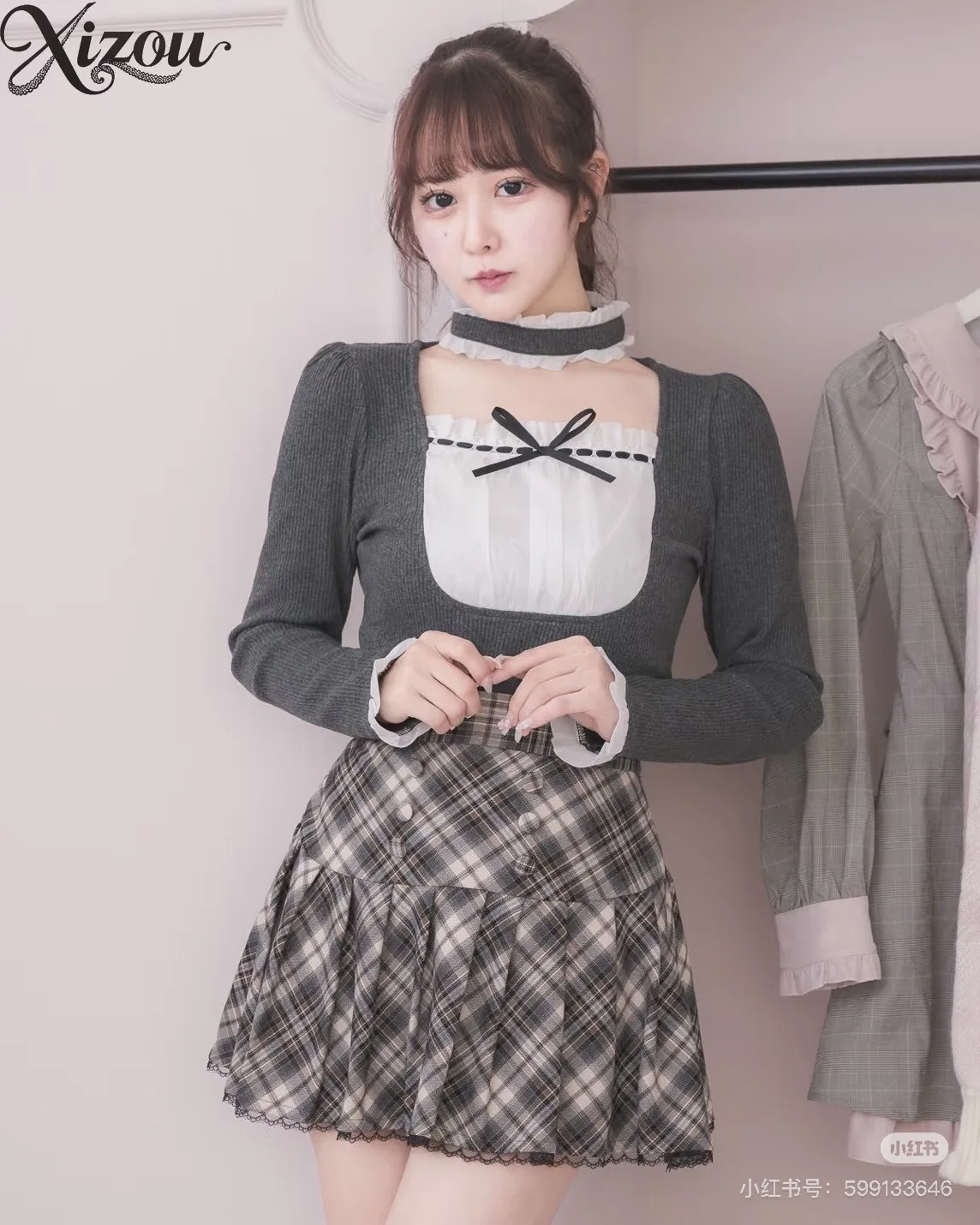 Fashion Casual Tees Spring Autumn Girl Tops Square Collar Top Solid Color Japanese Style Kawaii Long Sleeve T-shirts for Women