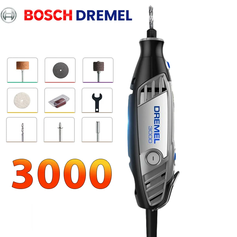 Вращающиеся инструменты Dremel 3000, бесщеточный двигатель, 6-скоростное регулирование резьбы, шлифовка, полировка, сверление, очистка, набор электрических инструментов Вращающиеся инструменты Dremel 3000, бесщеточный двигатель, 6-скоростное регулирование резьбы, шлифовка, полировка, сверление, очистка, набор электрических инструментов