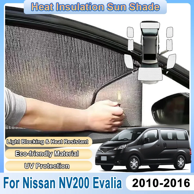 Para Nissan NV200 Evalia Vanette 2010-2016, visera para coche, pegatinas de protección solar para ventana, reflector de aislamiento térmico, accesorios para parasol