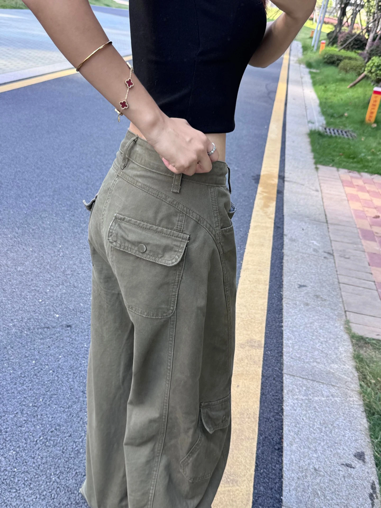 

Американские свободные повседневные брюки унисекс с широкими штанинами, прямые джинсы-карго для работы, с эффектом стройности