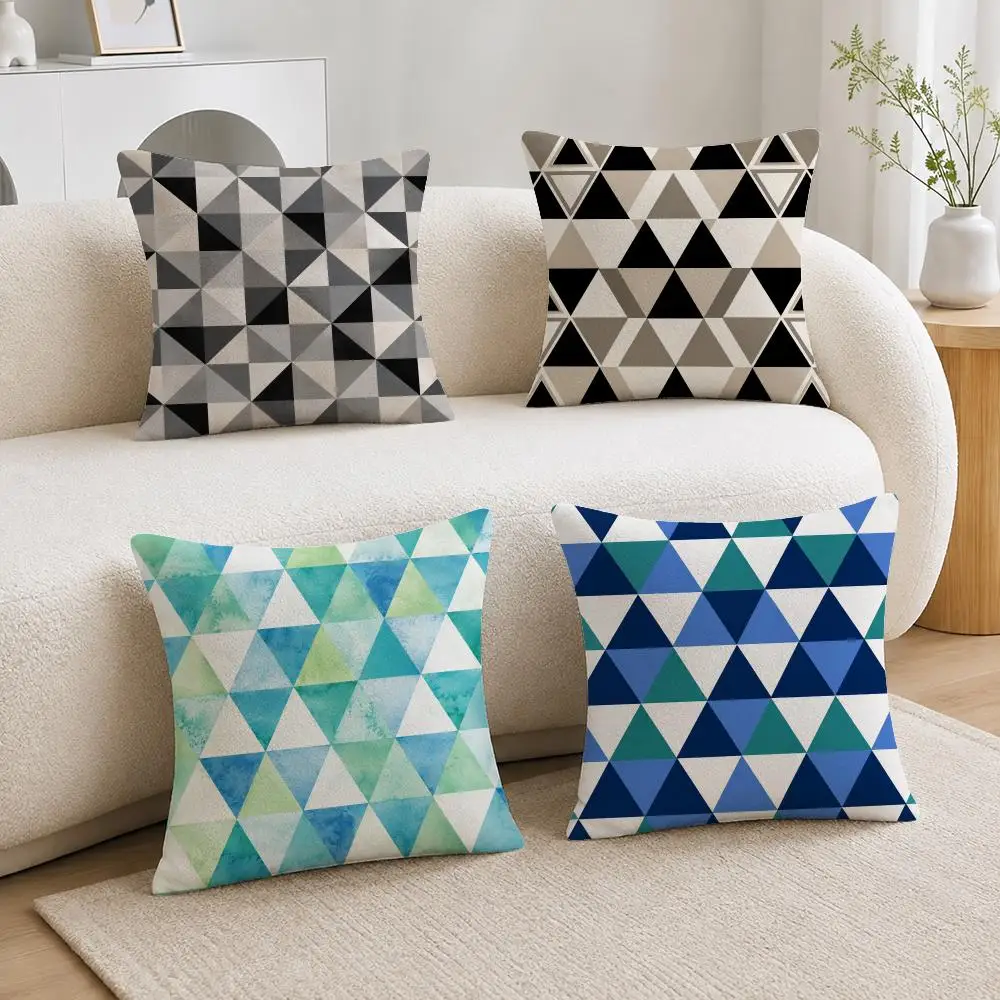 Pattern Triangle Array Cushion Cover Soft Plush Cushion Covers Fluffy Throw Pillow Cases for Sofa Bedroom Home Decor