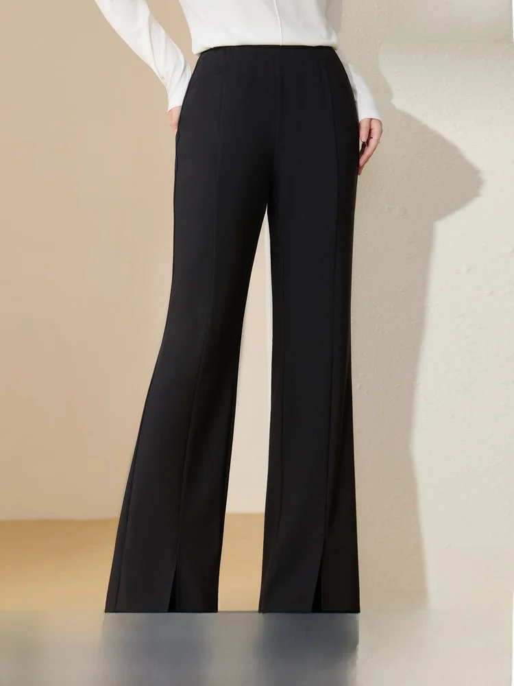 

Comfortable Elastic Waist Straight Leg Pants plus Size Women's Faion Spring New Arrival Casual Commute Sle ket Detail