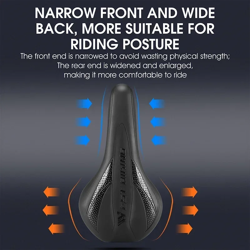 WEST BIKING Road Bike Cycling Saddle Non-Slip PU Leather Bicycle Saddle MTB Comfortable Foam Shock Absorption Seat Cushion