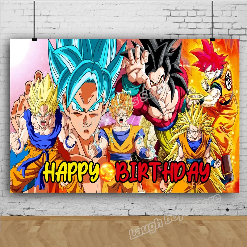 Dragon Ball Z Party BackGround Goku Figure Birthday Poster Template Photography BackGround Kids Birthday Party Supplies Decoration