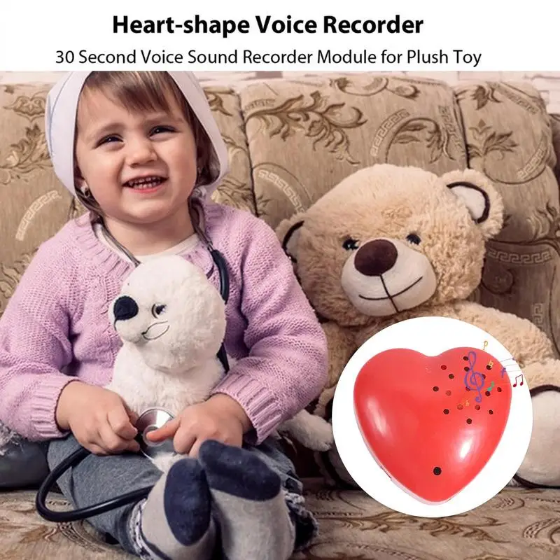 Mini Heart Shaped Voice Recorder Voice Box For Speak Recordable Buttons For Kids 30 Seconds Sound Box For Stuffed Animal Doll