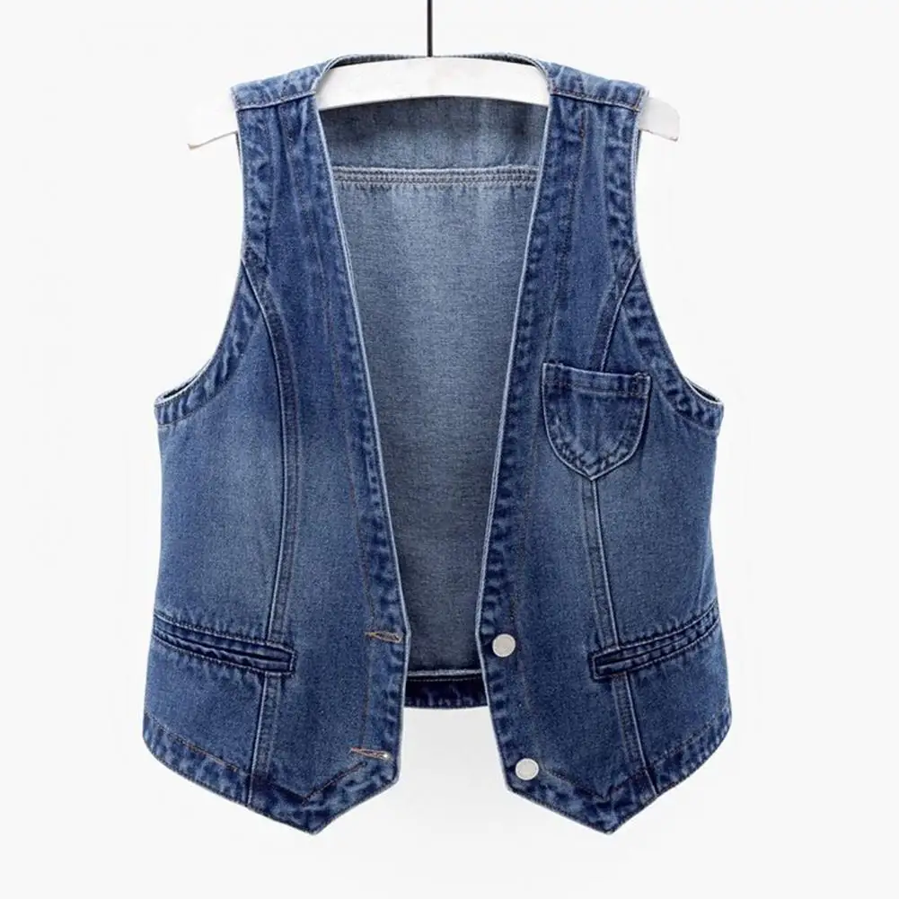 Lady Fall Coat Vintage-inspired Denim Vests for Women Loose Fit Double Buttoned for Hop Streetwear Spring/fall Fashion Women