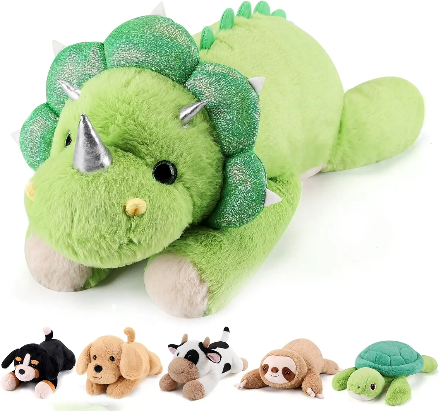 

Weighted Triceratops Plush - 22" 4.5lbs Dinosaur Stuffed Animal, Soft Huggable Pillow for Kids & Adults