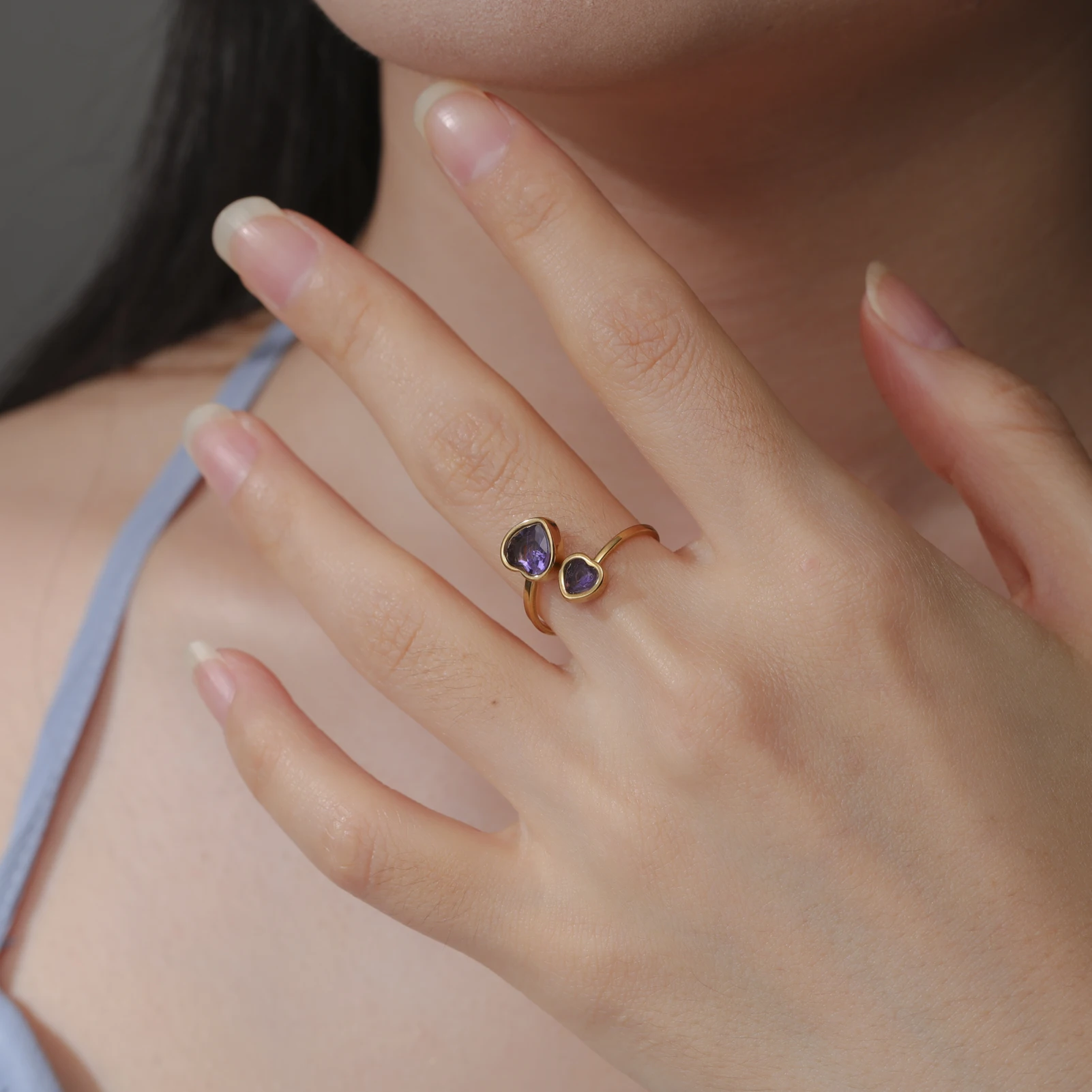 Skyrim الزركون القلب الدائري الفولاذ المقاوم للصدأ الذهب اللون المفتوحة خواتم موضة مجوهرات الزفاف الجمالية هدية بالجملة #5