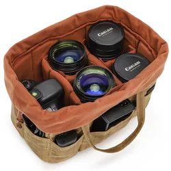 Photography DSLR Canvas Portable Inner Liner Inserts Campartment Camera Accessories Travel Storage Bag for Canon Nikon