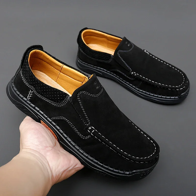 

New genuine leather flats business brand men's shoes with a laminated cowhide men's shoes casual leather shoes 38-47