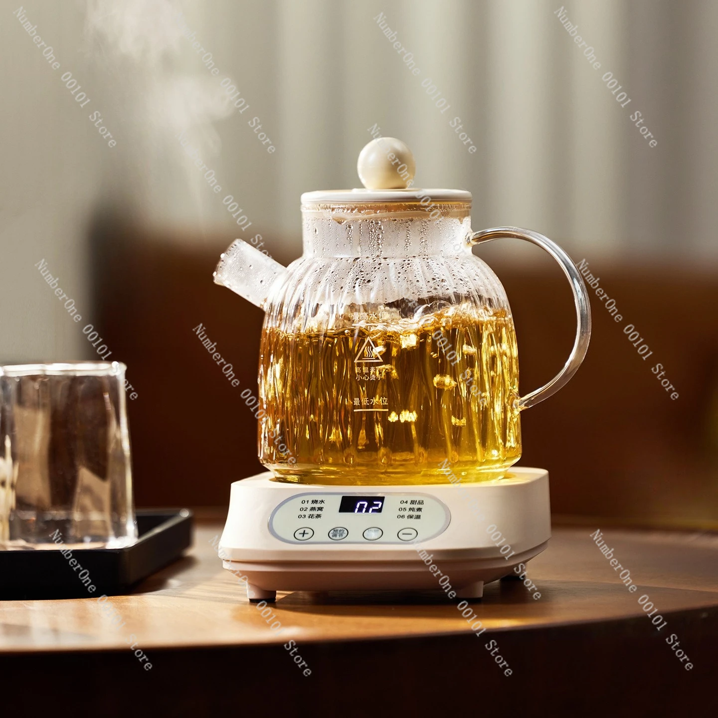 All-glass health pot stew and boil teapot in one piece