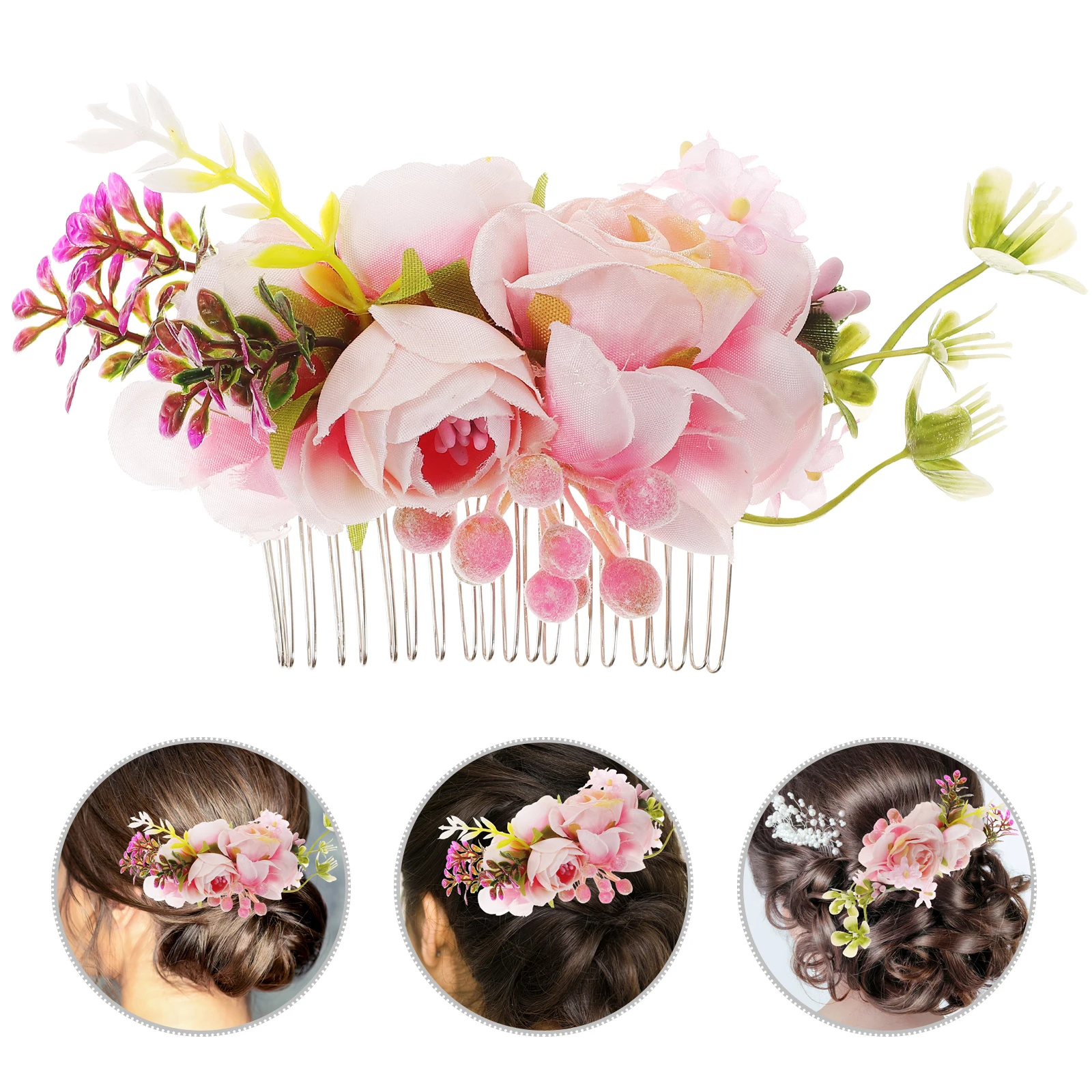 

Rose Hair Comb Bridal Accessories Wedding Flower Girl Headpieces Artificial Flowers Hair Decorations Prom Anniversary Travel