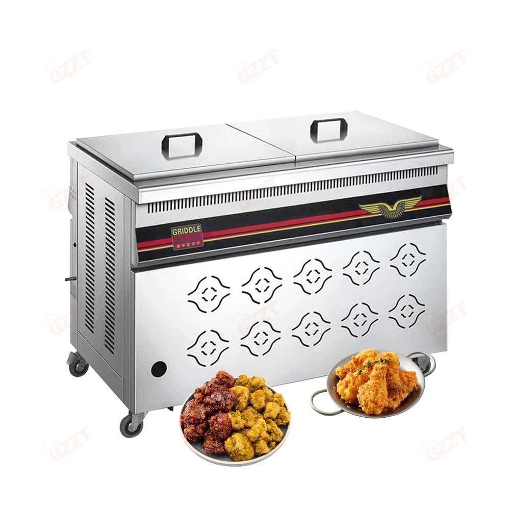 Oil-Water Separation Fryer French Churro Fries Machinery Fryer Fried Chicken Machine 110L Floor Type Deep Gas Fryer