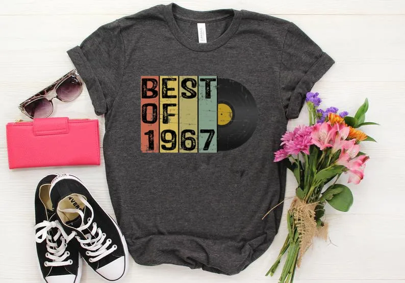 Vintage Best of 1967 55th Birthday Shirt, 55 Bday Gift For Him or Her, Shirts Men Women Retro Birthday Party 100% Shirts Unisex