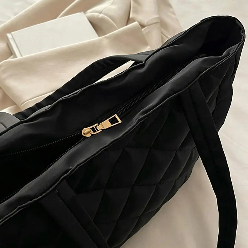 Mehrtaschen-Damen-Umhängetasche im Postboten-Stil, mit Rautenmuster, aus Baumwolle, als Kleider- und Schultertasche, große Kapazität, lässige Nylon-Schultertasche. – Detail 21
