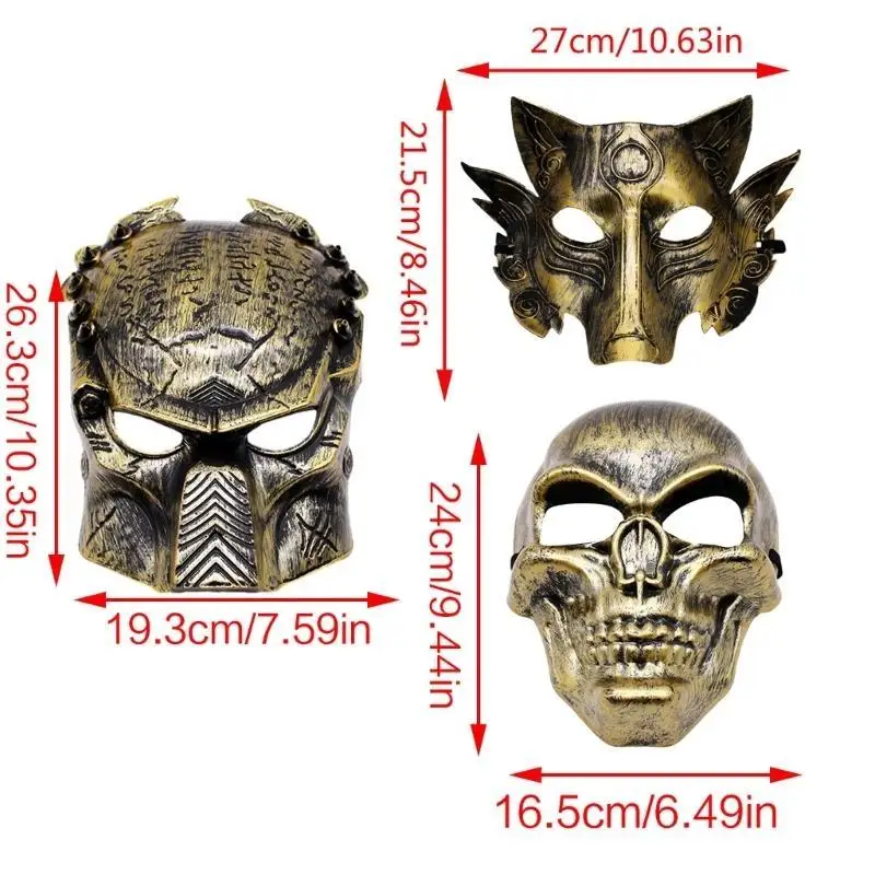 Masque d'Halloween 652F pour adultes, masque crâne effrayant, masque loup d'Halloween pour hommes/femmes