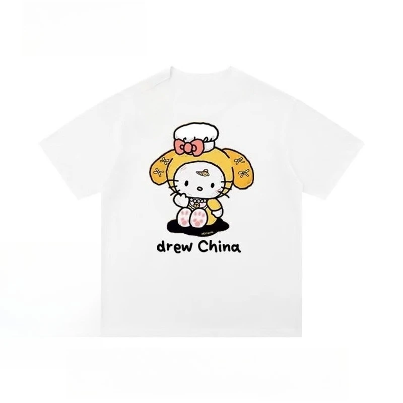 2026 Sanrio Hello Kitty Summer Men's and Women's Parent-Child Pure Cotton T-Shirt Comfortable Breathable High-Quality Ins Y2K