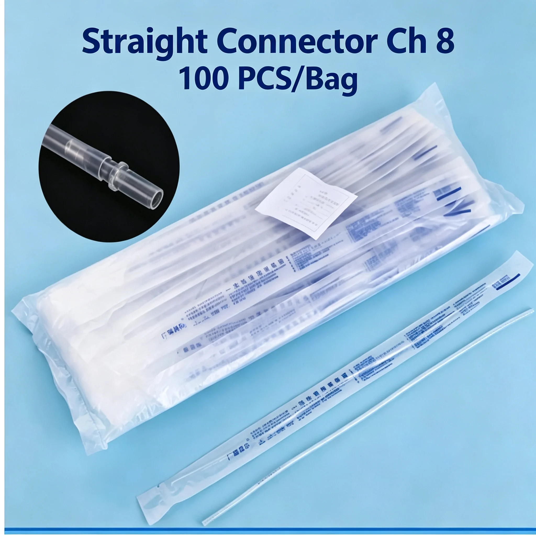 100 FR8 standard tip disposable PVC catheters, breathable soft tube, medical sterile, single-use