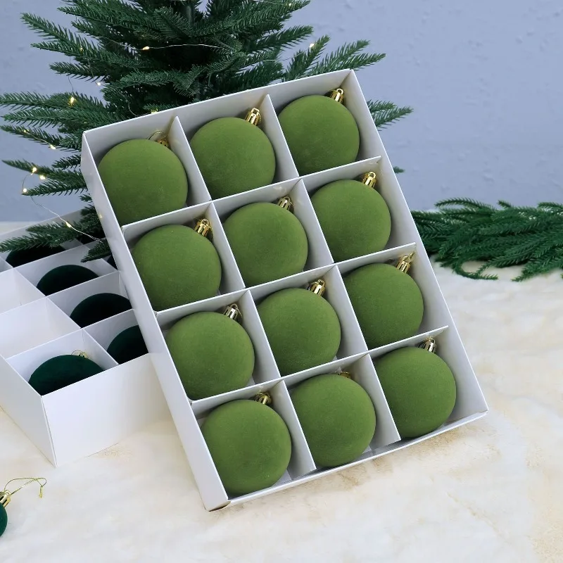 Stuffed Christmas Ball Wine Red Avocado Coffee 8cm 12 Box Set Christmas Decorations