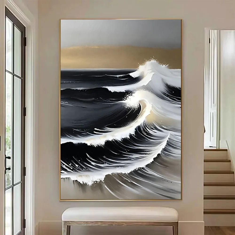 

100% Hand-Painted Large Oil Painting Abstract Sailboat Wall Art Picture Modern Canvas Poster Decor Living Room Hallway Mural