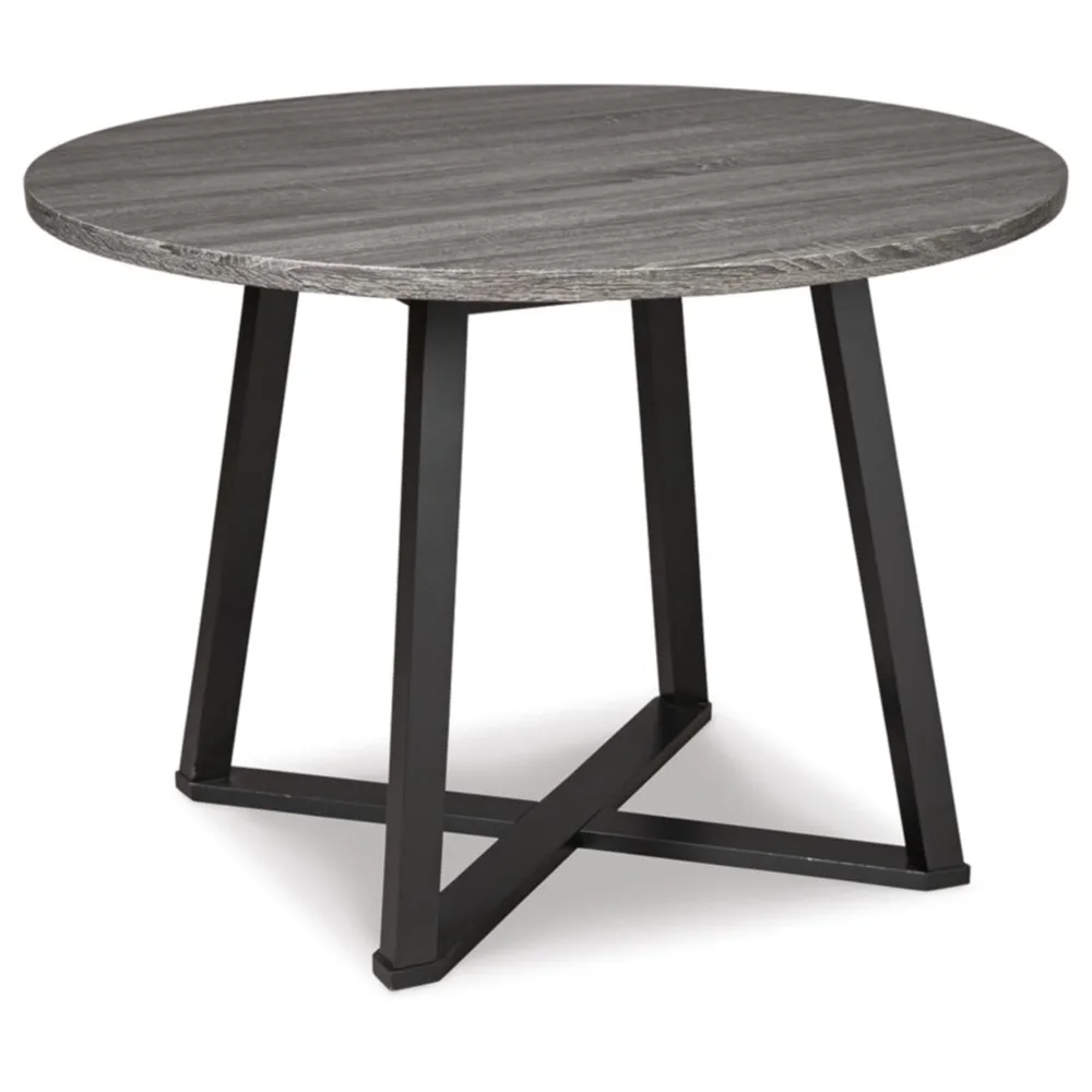 

Centiar Mid Century Round Dining Room Table with Metal Legs, Gray & Black two-tone aesthetic mixed material design Dining Tables