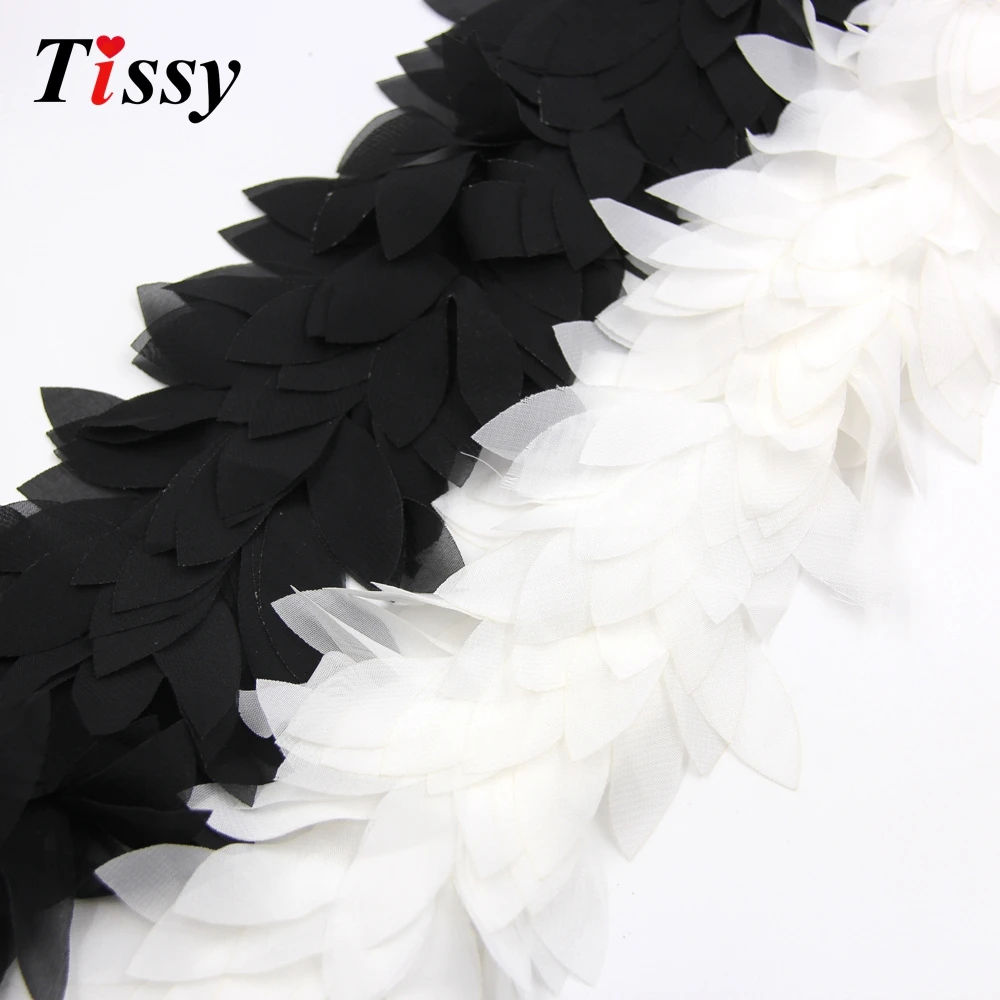 1Yard Lace Flower Chiffon Flowers Leaves Trim Lace Fabric Ribbon DIY Sewing Accessories&Home Wedding Party Decoration