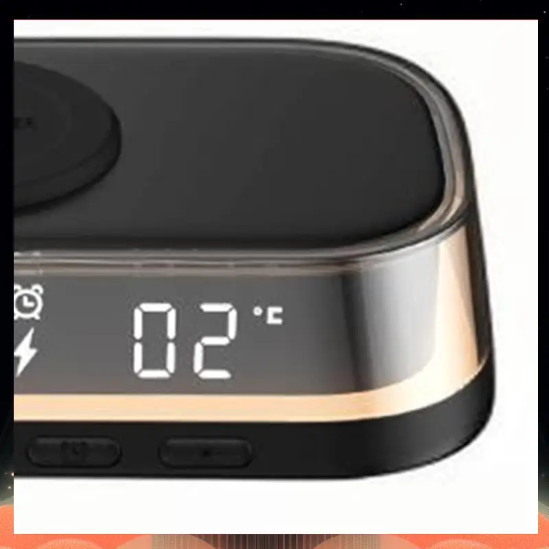 Беспроводное зарядное устройство 15 Вт Многофункциональное настольное беспроводное зарядное устройство Часы-будильник Термометр Ночник-TCE