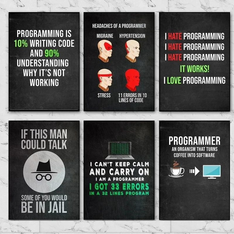 Programmer Funny Meme Poster Canvas Painting Cuadros Posters and Prints on The Wall Art Picture for Living Room Decoration