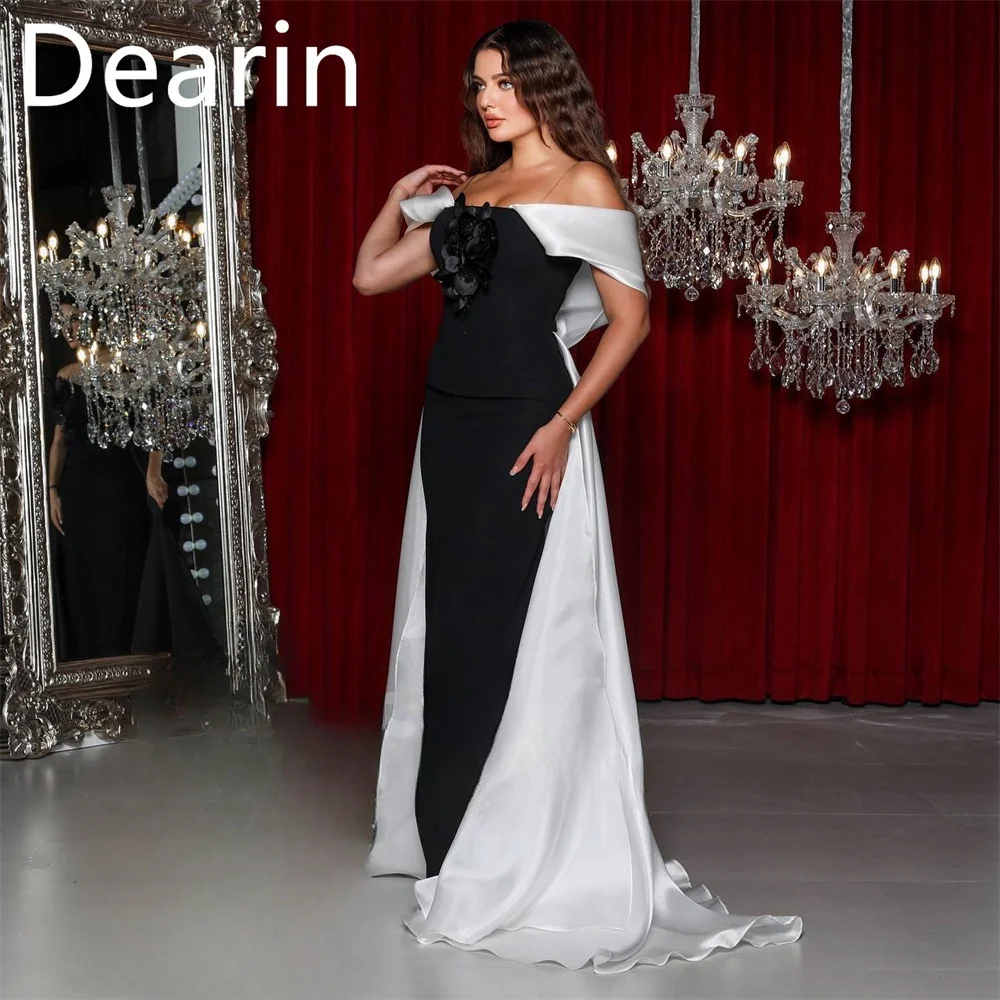 

Customized Formal Dress Prom Evening Gown Dearin Off-the-shoulder Column Ankle Length Skirts 3D Rose Flower Bespoke Occasion Dre