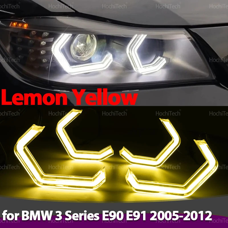 

Для BMW 3 серии E90 E91 2005-2012 Автомобильные аксессуары Ультра яркий M4 Стиль дневного Angel Eye Лимонно-желтый свет Комплект DRL
