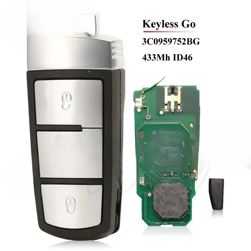 

3C0959752BG/BA Smart Keyless go Дистанционный автомобильный брелок с 3 кнопками 434 МГц PCF7936 ID46 для VW Passat CC Passat Magotan