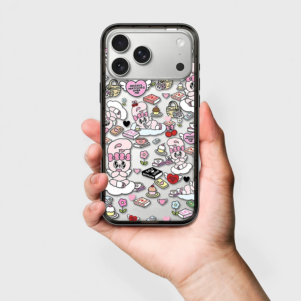 Angel Wing Heart Rabbit Compact Acrylic Border Magnetic Phone Cover for IPhone 13 14 15 16 17 Pro Max Case for IPhone Air