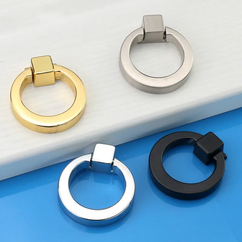 4pcs 43mm Circle Handles Color Gold Silver Black Ring Zinc Alloy Door Handles Pulls Cabinet Drawer Knobs For Furniture Hardware