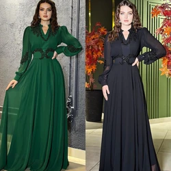 Jiayigong  Chiffon Sequined Christmas A-line V-neck Bespoke Occasion Gown Long Dresses Saudi Arabia