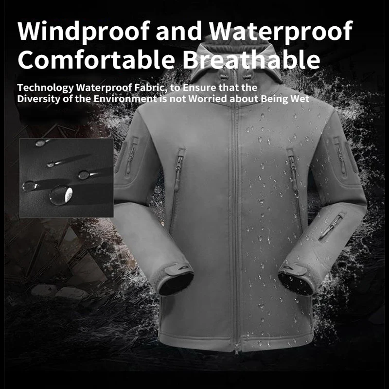 Outdoor Waterproof Windproof Softshell Sharkskin Jacket and Pants Tactical Hunting Clothes Men Camping Hiking Sport Suits