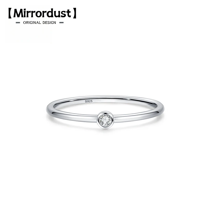 

【Mirrordust】S925 Silver Ring for Women, Exquisite Korean and Japanese Style, Single Diamond, Stackable, Elegant Zircon, Versatil