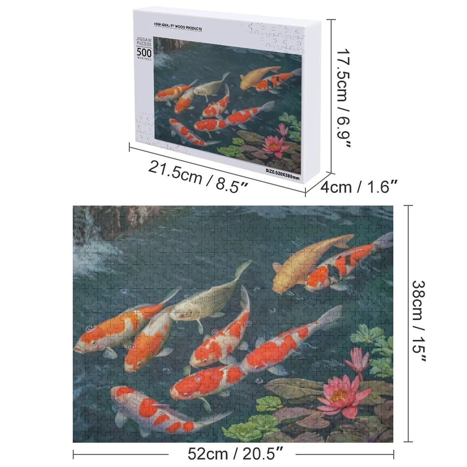 Puzzle z fotobudką z karpiem koi i złotym rybką, personalizowane, dla dzieci, z własnym zdjęciem, puzzle dla niemowląt.