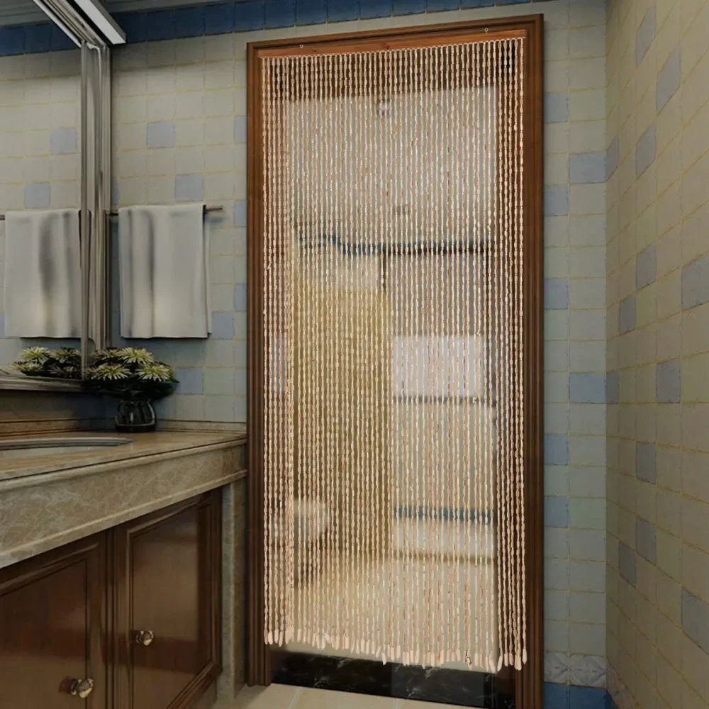 

Деревянная занавеска из бусин, 52 нити, натуральный орех, для дверного проема, бамбуковая и деревянная занавеска для двери, 52 нити из натуральных бусин, разделительная перегородка