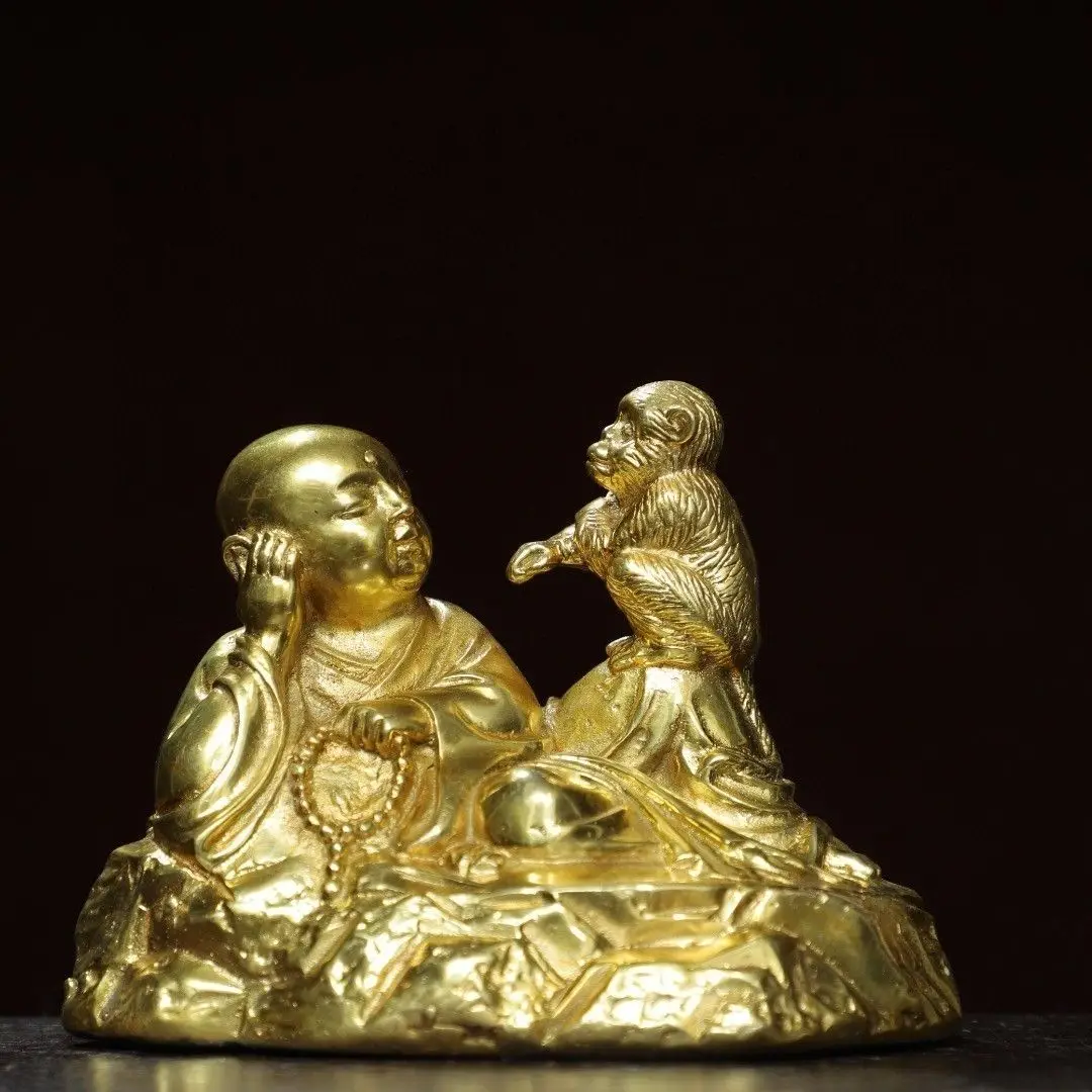 Monkey and novice monk buddha Ornament Decoration Tea Pet Figurines Desk Decor Accessories