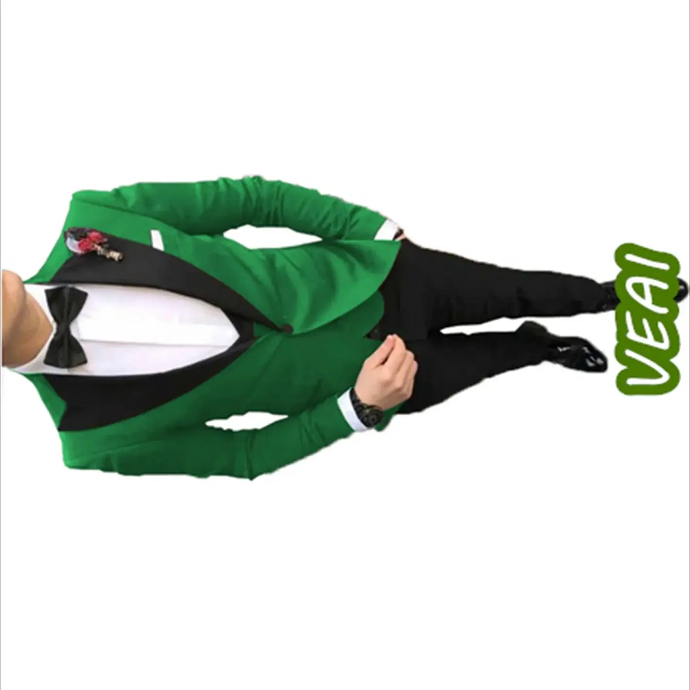 

CustomizedGreen Casual Men's Suit Slim Fit Peak Lapel Prom Tuxedos Business 3 Pieces Set for Wedding Grooms(Blazer+Vest+Pants)