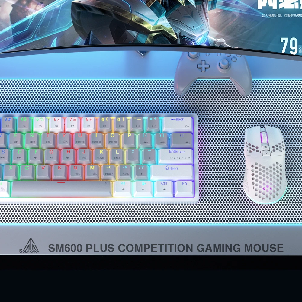 SOLAKAKA-SM600 Mouse sem fio para jogos, Bluetooth 5.0, 2.4G, DPI 3200, RGB, laptop, escritório, desktop