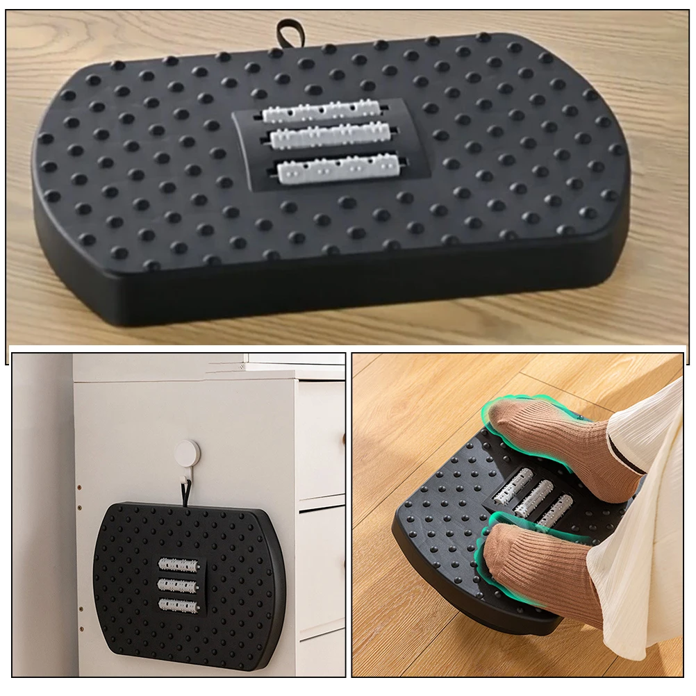 

Adjustable Under Desk Footrest Office Step Footstool Plastic Portable Non-Slip Household Massage Roller Support Bath Toilet