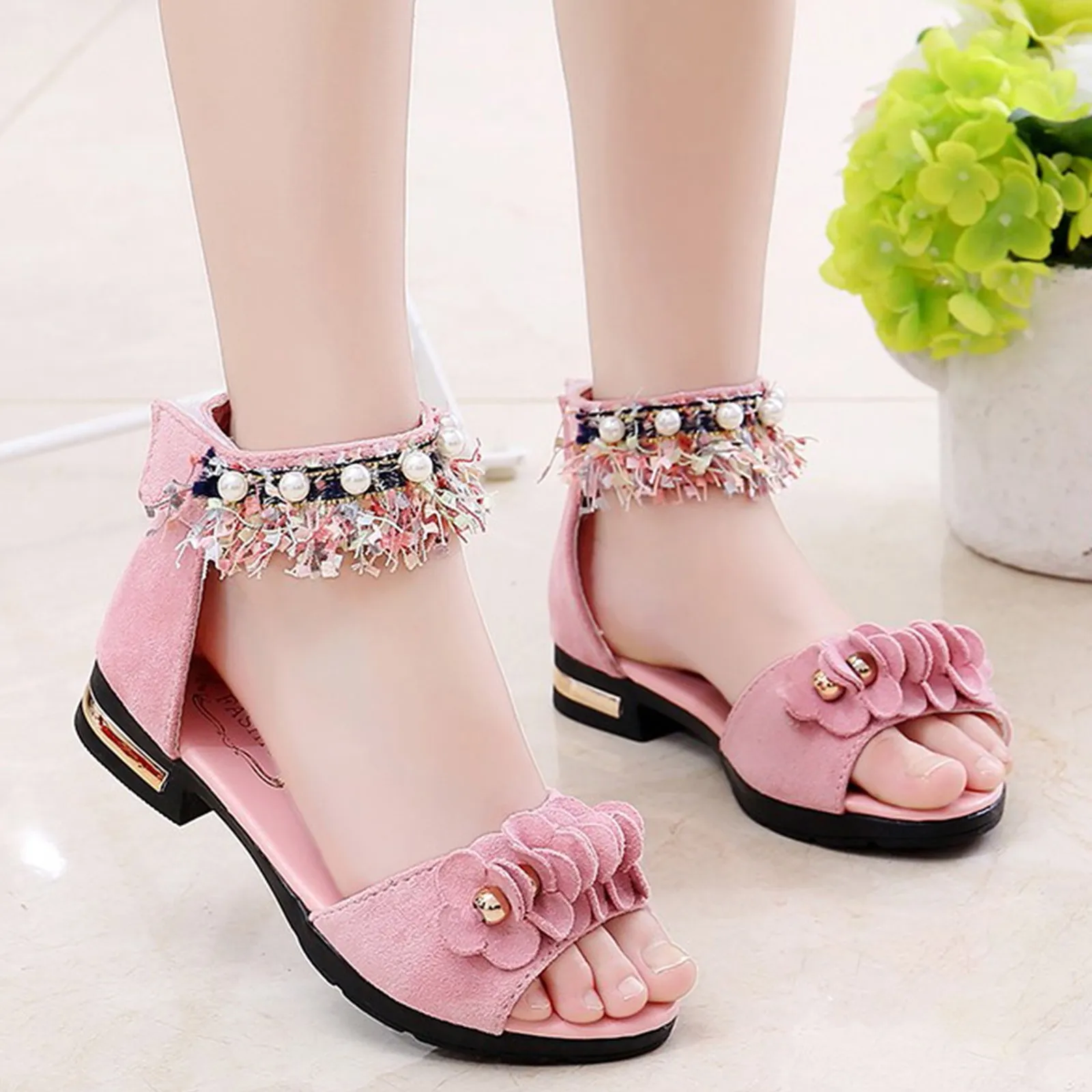 

2025 Heel Sandals For Girls Bohemian Sandals For Girls Children Shoes Thick High Heeled Sandals Toddler Girls Thong Sandals