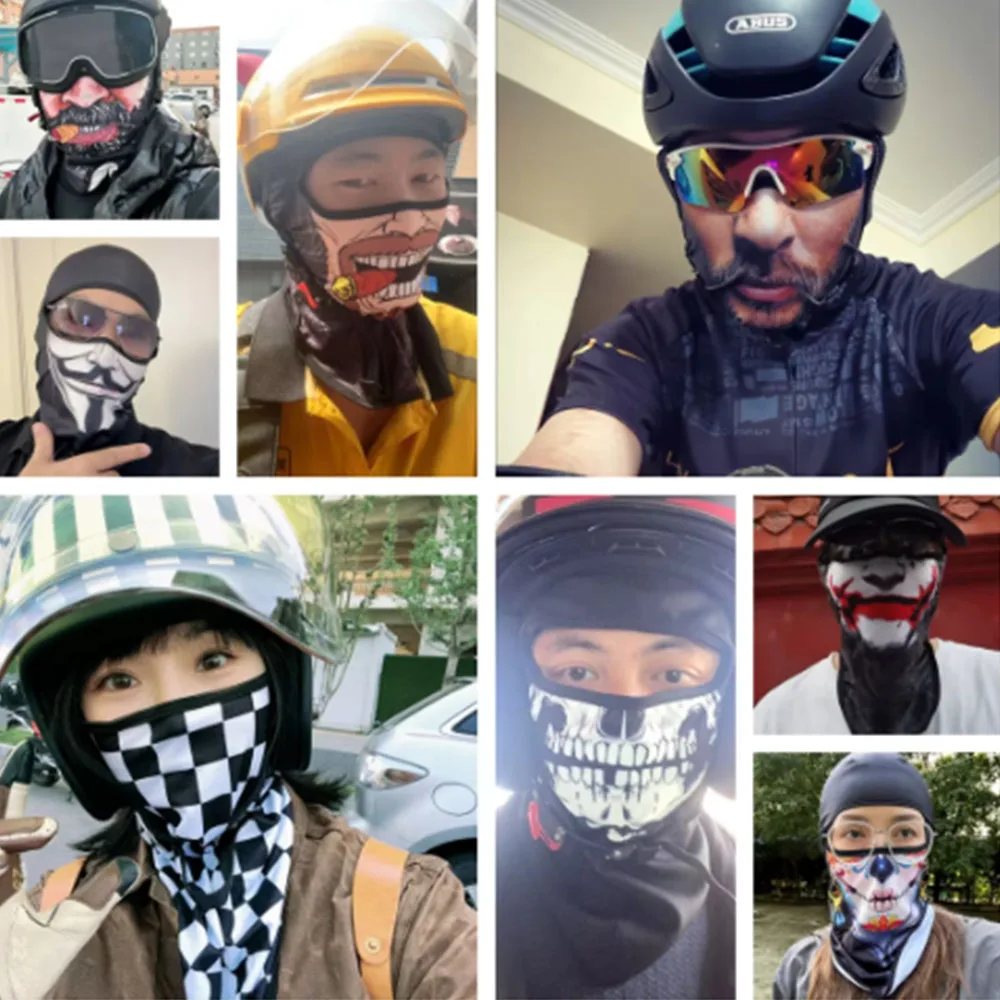 Fahrrad-Sturmhaube mit Totenkopf-Print, Motorrad-Vollgesichtsmaske, winddichter Ski-Kopf- und Nackenwärmer, Fahrradhelm-Innenfutter – Detail 3