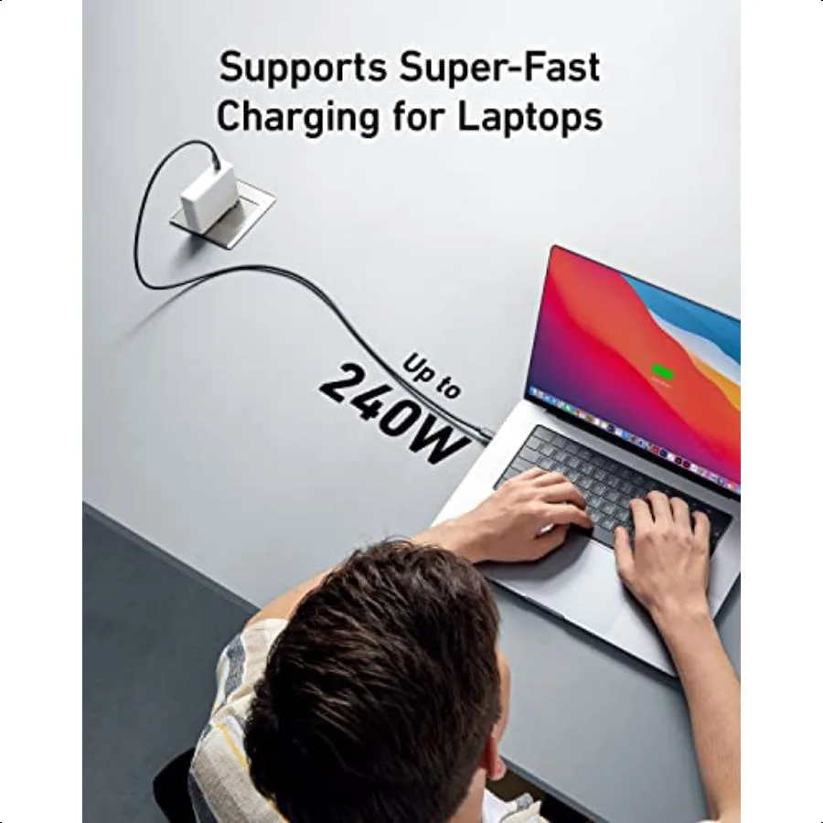 كابل USB C 3.3FT 240W USB 4 كابل بيانات 40Gbps 8K HD عرض Thunderbolt 4 3 متوافق مع iPhone 17 Book Hub لرسو السفن والمزيد